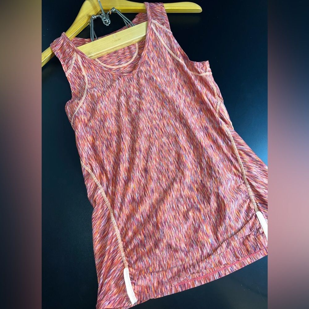 Athleta Pop Space Dye Run Reflective Zip Pocket Multi Active Tank Top size S EUC